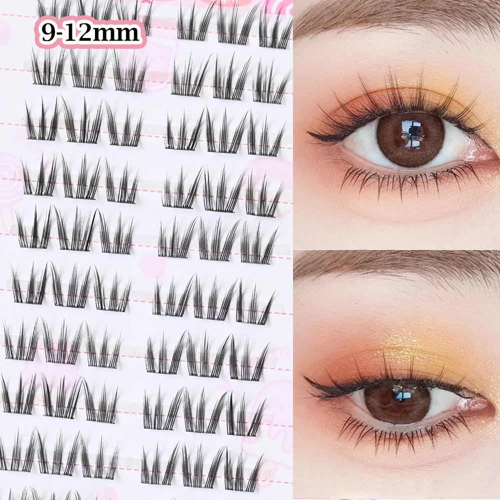 Ciglia a grappolo autoadesive Stile idol morbido Riutilizzabili Senza colla Cluster individuali Volume naturale Trucco coreano Ciglia finte