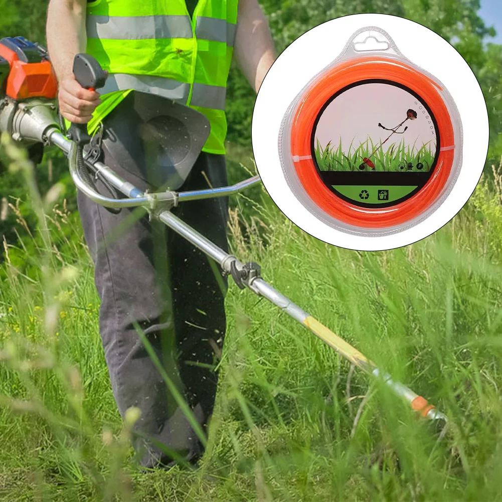 2 Rolls Reinforced Grass Trimmer Line  For 2.0- 3.0mmX15m(30m) Line Spool For Grass Brush Cutter Rope Mower Blade Head Part