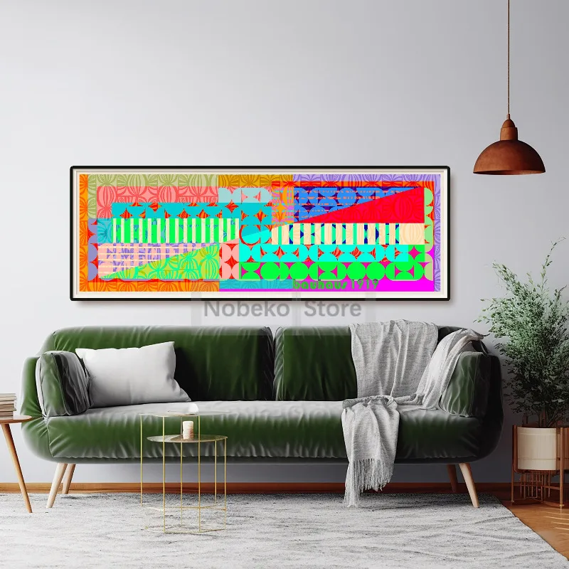 Bauhaus Colorful Abstract Long Horizontal Geometric Exhibition Long Narrow Wide Large Poster and Print Pictures Home Room Decor