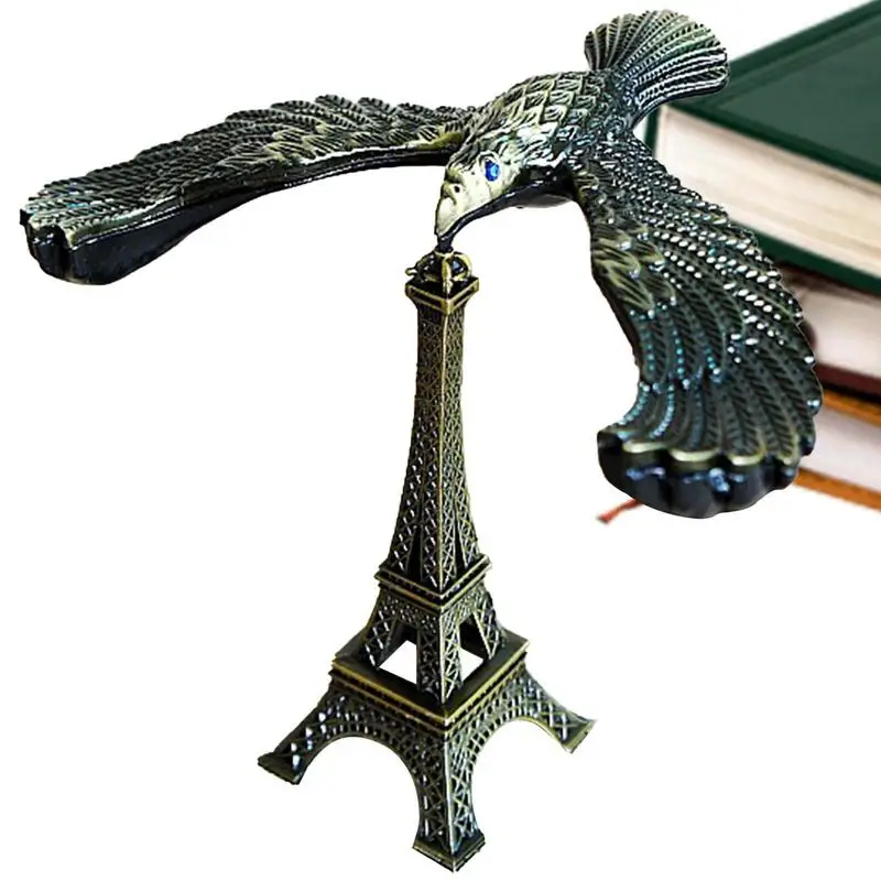 Office Decoration Alloy E-iffel Tower Model Balanced Bird Prop Balance Eagle Gravity Bird Miniature Figurines Toy Decor