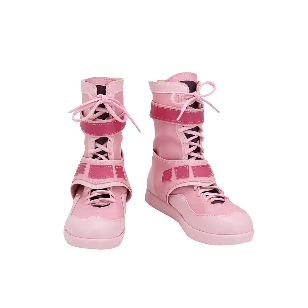 JoJo's Bizarre Adventure Pink Leather Shoes, Trish Una Cosplay Boots, Custom Made, Qualquer Tamanho