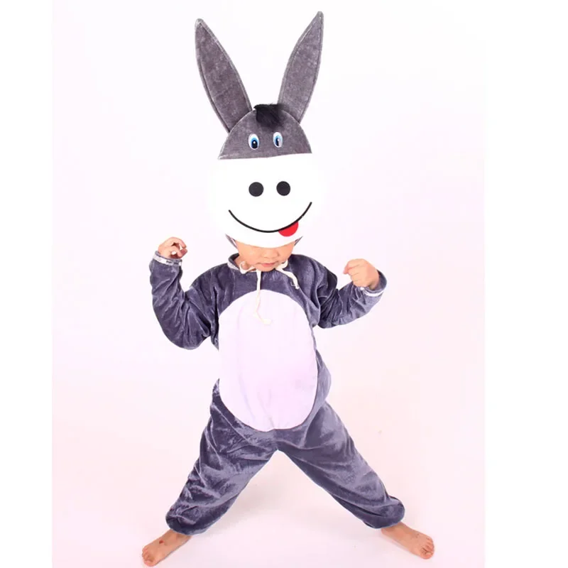 Kinderen Volwassen Jongen Meisjes Cartoon Dier Kostuum Bruine Ezel Cosplay Fancy Gekleed Halloween Kerst