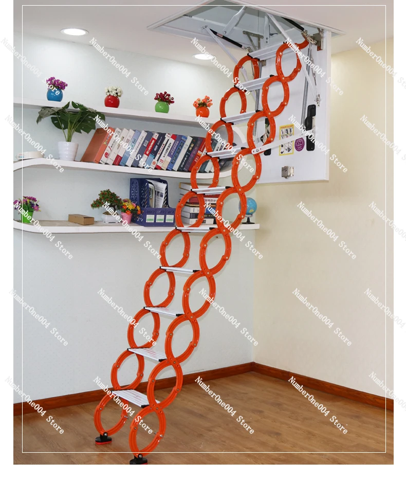 

Loft Ladder Retractable Attic Stairs Folding Hidden Telescopic Ladder for Home Access Pull Down Staircase