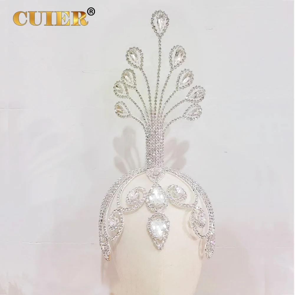 CUIER Amazing Huge Size Tiara for Women Rhinestone Hat Tall Headpiece for Drag Queen Special Jewelry for Stage Accessory