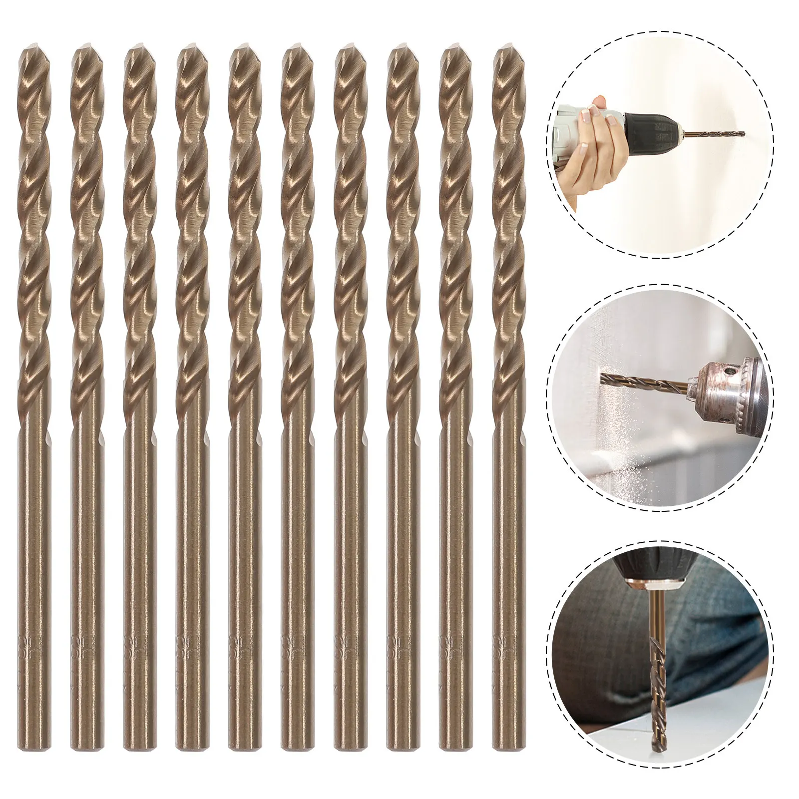 10Pcs Multifunctional Drill Bit Kit High-Speed Steel Twisted Drill Bits for Metal Drilling Evacuation Wear Resistant