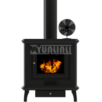 Black Fireplace 5 Blades Heat Powered Stove Fan,Home Efficient Heat Distribution,Thermal Power Fireplace Fan
