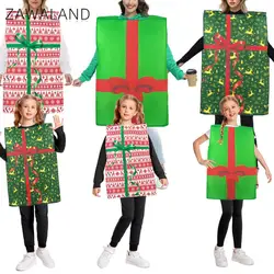 Zawaland Fancy Christmas Gift Box Cosplay Costume Adult Boy Girl Carnival Disguise Wear Unisex Holiday Suit Purim Party Clothes