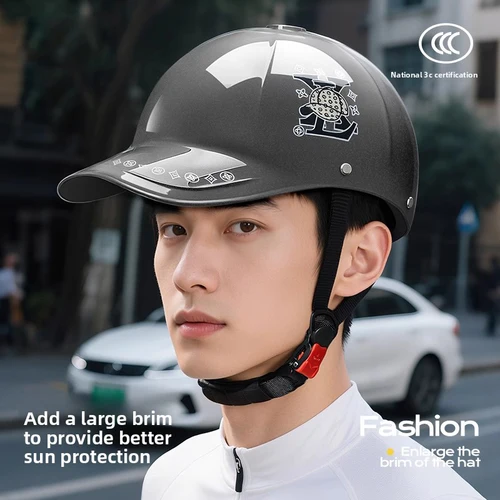 Imagen 2 del producto Casco de motocicleta para hombres y mujeres, novedad de 2025, medio casco de verano estilo gorra de béisbol Unisex para bicicletas eléctricas