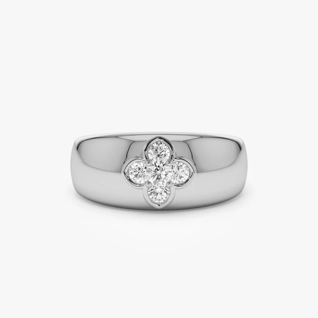 RAPRGOLD GRA Certified Chunky Clover Moissanite Ring for Women Fine Jewelry Real 925 Sterling Silver Engagement Wide Rings Gifts - Image 3