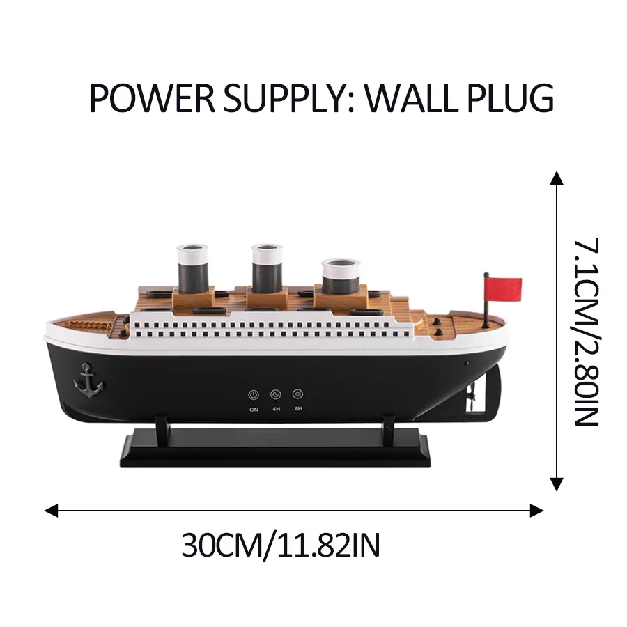2025 New Creative Ship Design Aroma Diffuser Air Humidifier, Essential Oil Diffuser with Remote Control Timing Colorful Lighting