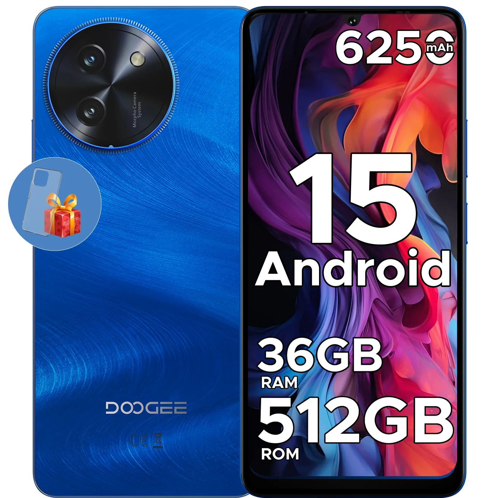 DOOGEE Note59 Pro+ 5G Smartphone 36GB 512GB 6,75" HD+ 120Hz Unisoc T8200 50MP Camera 6250mAh Batterij NFC Android 15 Mobiele Telefoon