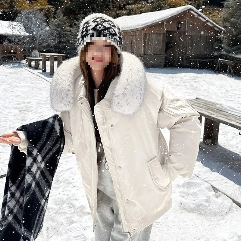 アメリカンスタイルのワークウェア、中厚手、プリンセススリーブ、レディース冬用コットンジャケット、フード付き、スタンドカラー、ファー襟付き