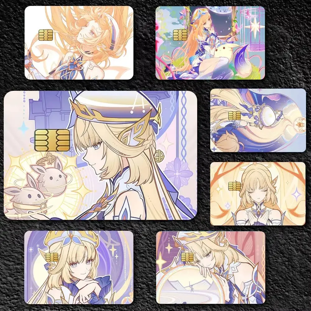 Game Genshin Impact Nicole Reeyn 4pcs 1Set Funny Shell On Off Ultra Thin No Fade Sticker Skin Cover Film For Debit Credit Card