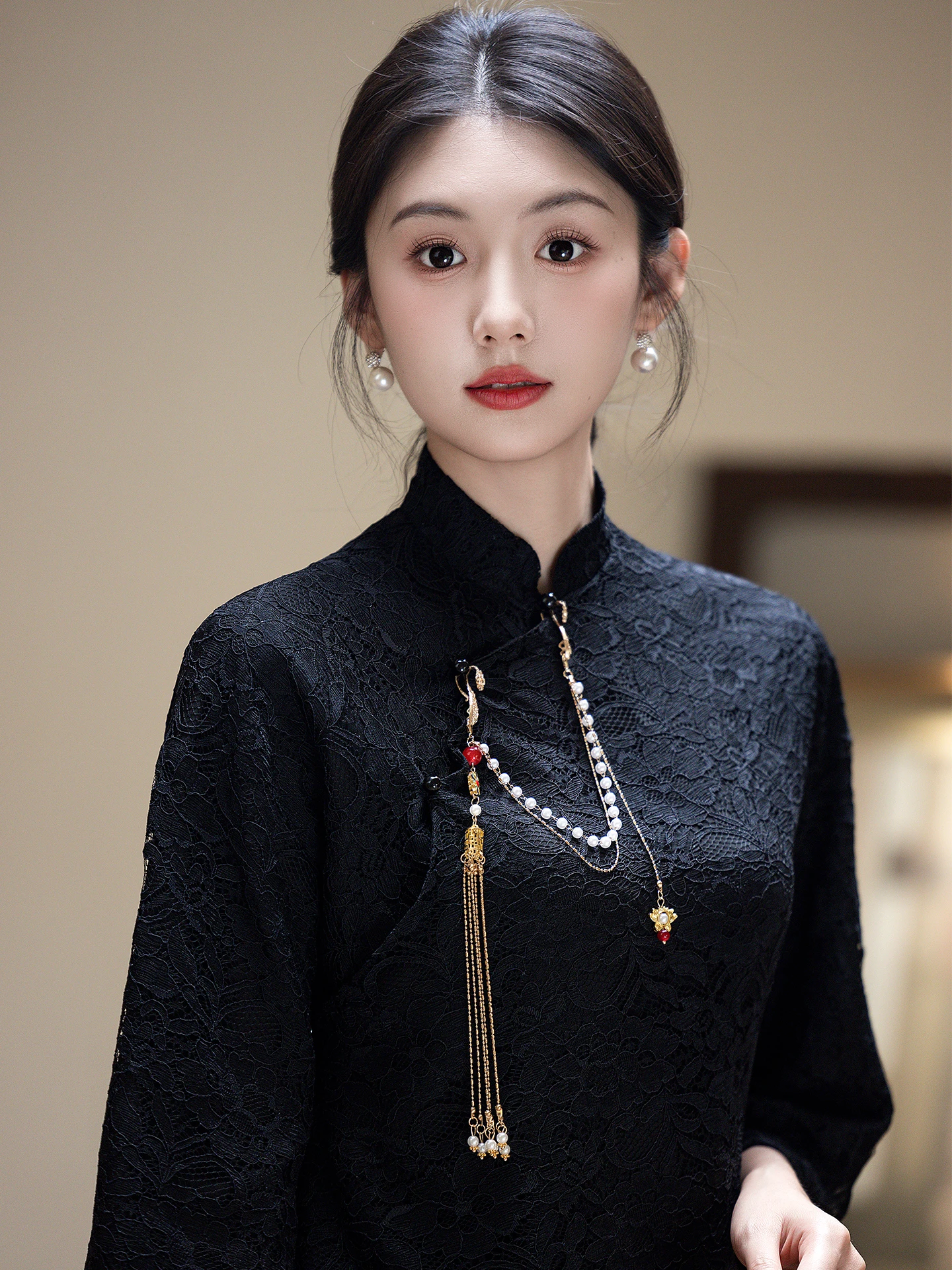 

plus Size Chinese Sle Evening Gown for Women High Waist Vintage Faion Mid-Length Polyester Fiber Seven-Sve Par Dr