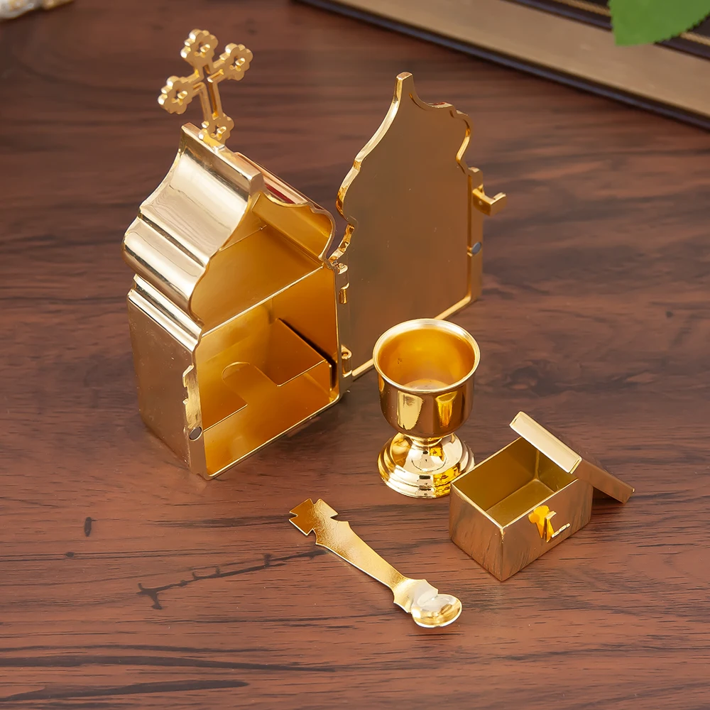 Neu 2026 Heiliger Gral Heilige Box Vergoldete Liturgische Utensilien Heiliger Kommunionskelch Messzubehör Religiöse Dekoration & Geschenkbox 1 Set – Detail 2