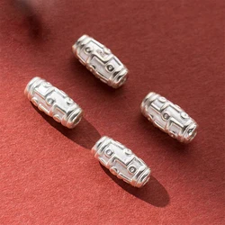1pc/Lot 999 Pure Silver Tibetan Style dZi Model Loose Beads 16.8mm Large Hole S999 Spacers Fit Necklace Bracelets DIY Jewelry