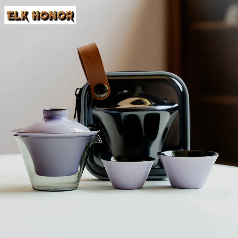 

The Purple Air Comes From The East Travel Tea Set Kit Antique 1 Pot 2 Cups Tea Brewing Organizer Portable Outdoor Stock Bags