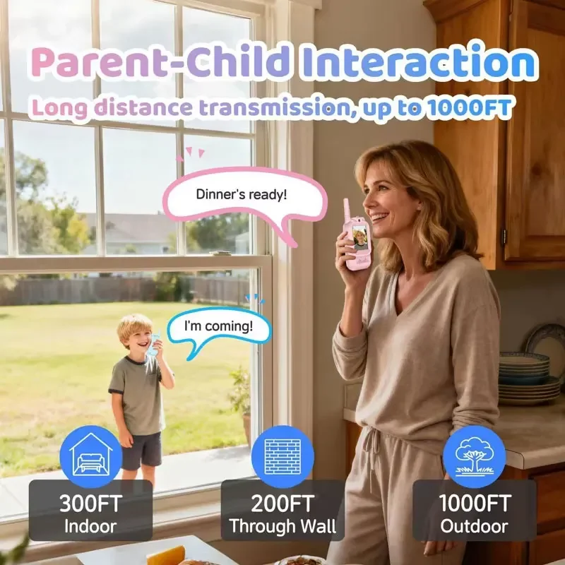 2pcs Kids Video Walkie Talkie Rechargeable Indoor Outdoor Toys 2 Screen One-Click Call Essential Camping&Hiking Adventures Gift