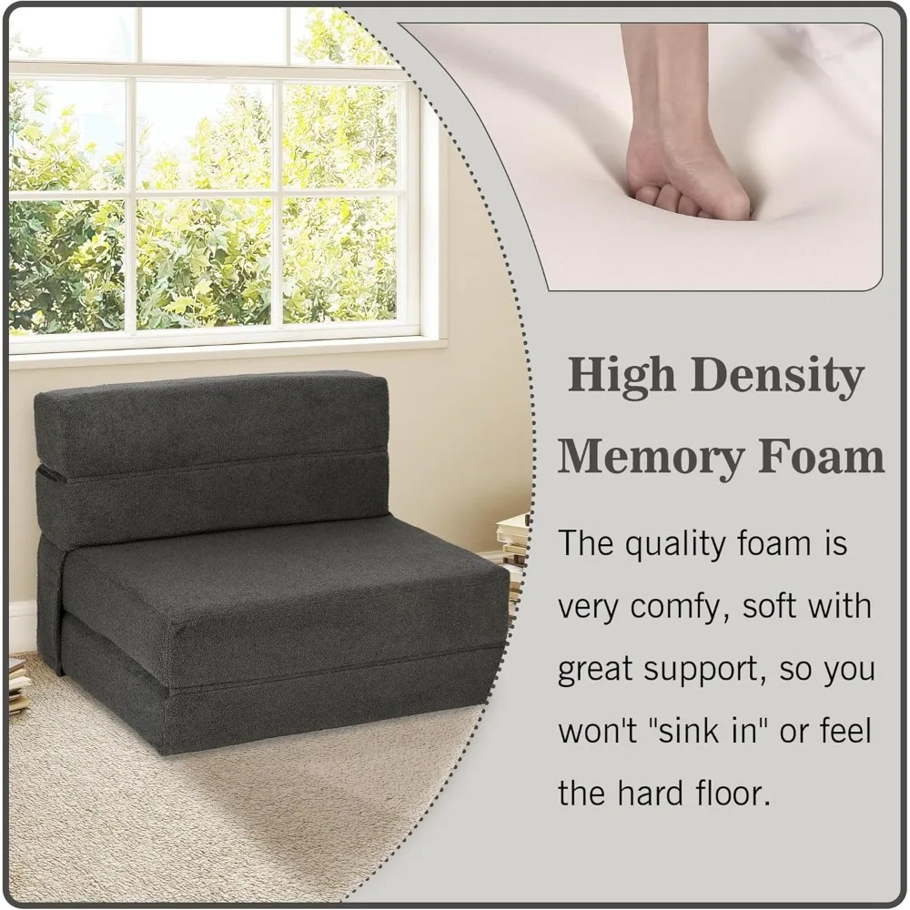 Divano letto convertibile, divano pieghevole per uso a pavimento, poltrona letto futon con supporto per tutore