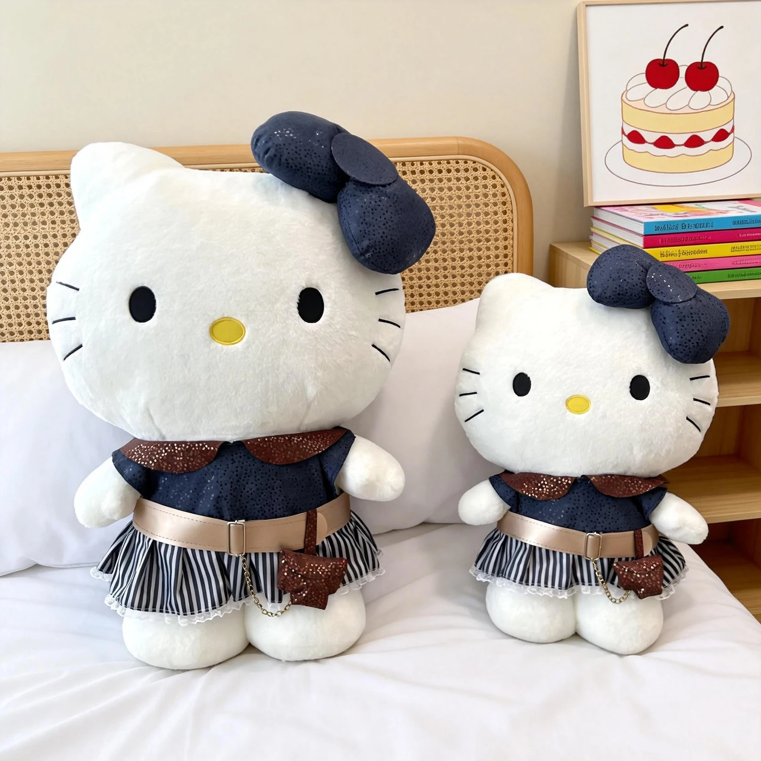 

Плюшевая игрушка Sanrio Kawaii Hello Kitty в стиле ретро, большой размер (40/80 см), мягкая, милая, для декора комнаты, подарок на день рождения
