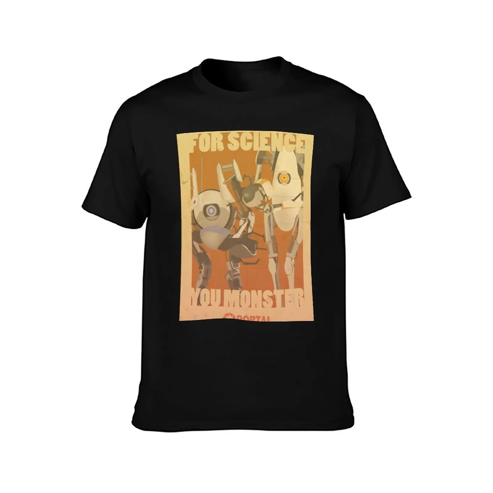 Portal Propaganda Poster - ATLAS & P-Body - Portal 2 T-Shirt Casual Minimalist Short Sleeve Top