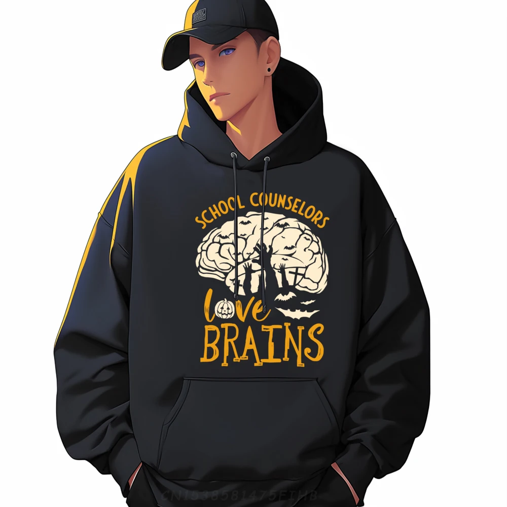 Halloween Guidance Counselor School Counselors Love Brains Plain Sweatshirts Wholesale Mens Gifts Letter