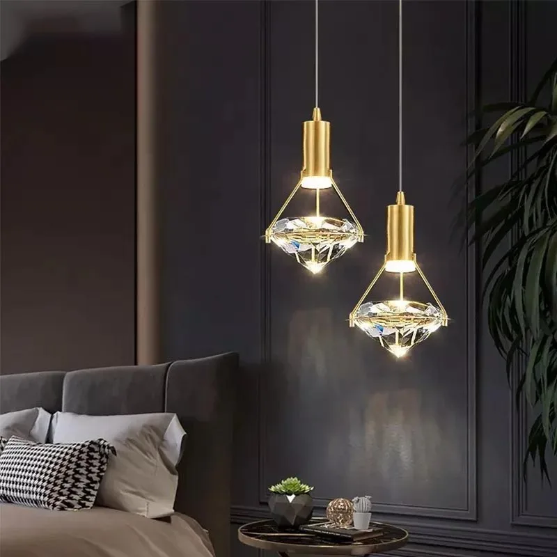 

Modern Led Pendant Lamp Luxury Diamond Crystal Hanging Ceiling Chandelier Lamps Led Nordic Creative Bedside Home Decor Lighting