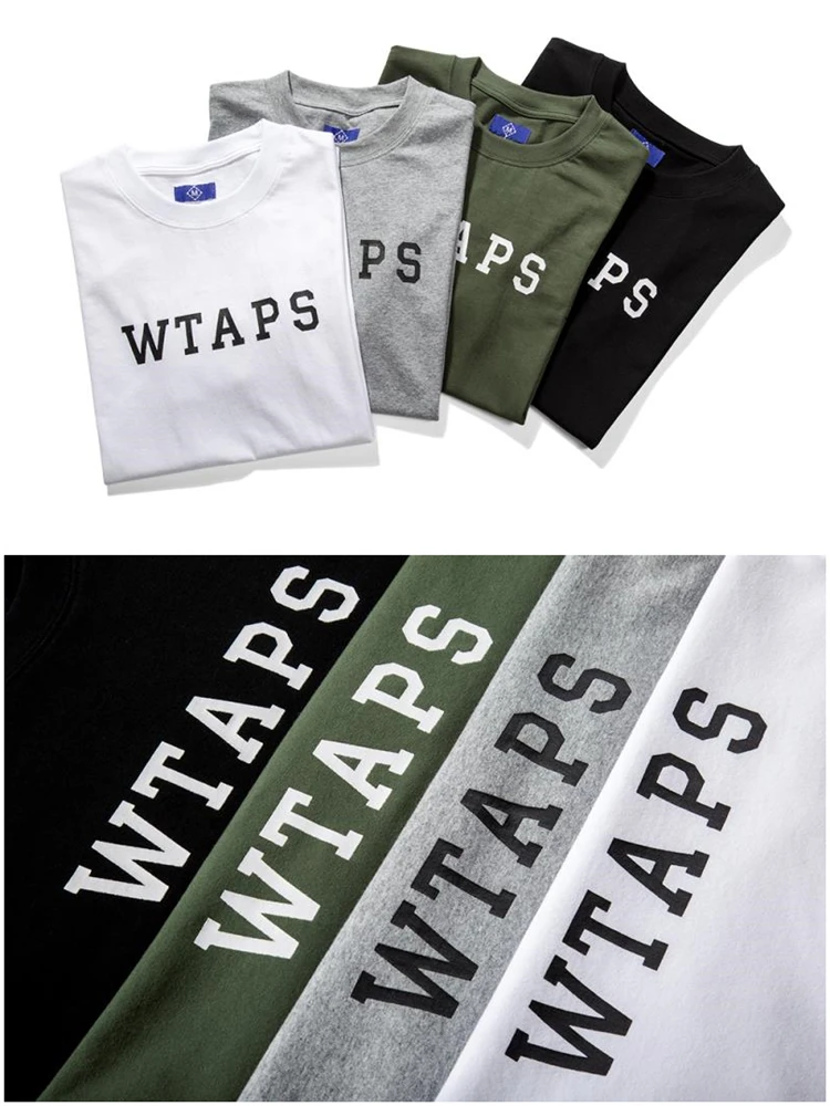 Men Women High Quality Cotton Loose Breathe T Shirt Blue Size Tag  Embroidery Patch Label Wtaps T-Shirt