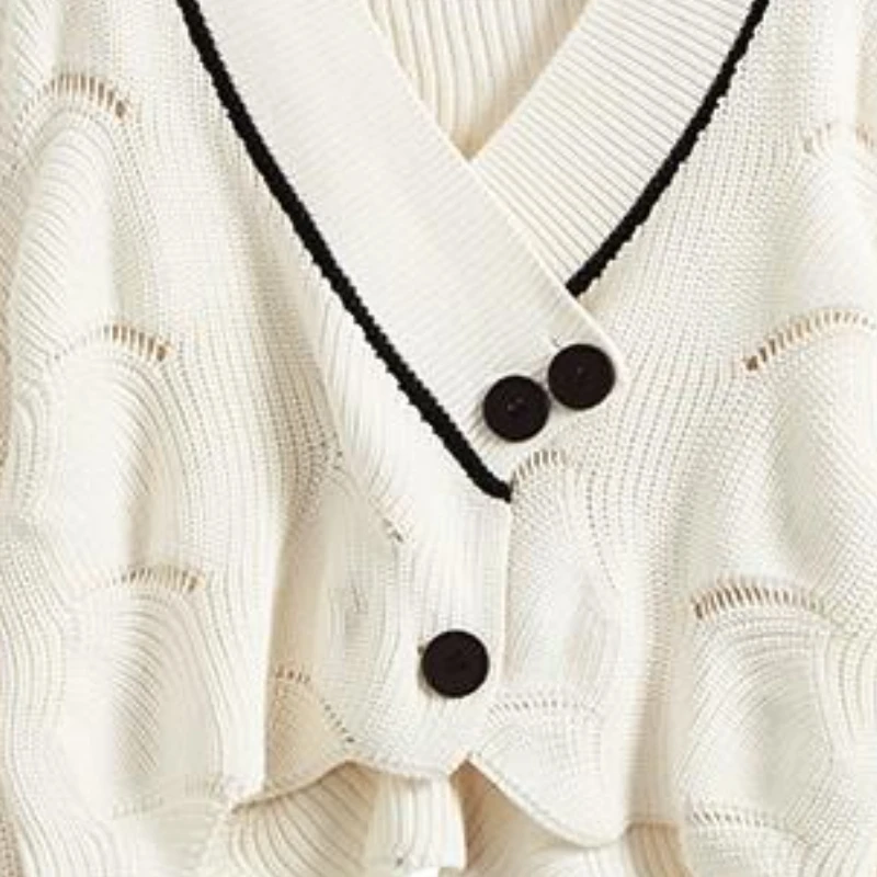 Cropped Cardigan Women White Designer Sweet Knitwear Кардиган Preppy Girlish Kawaii Temper Vintage Panelled Personality Kpop Ins