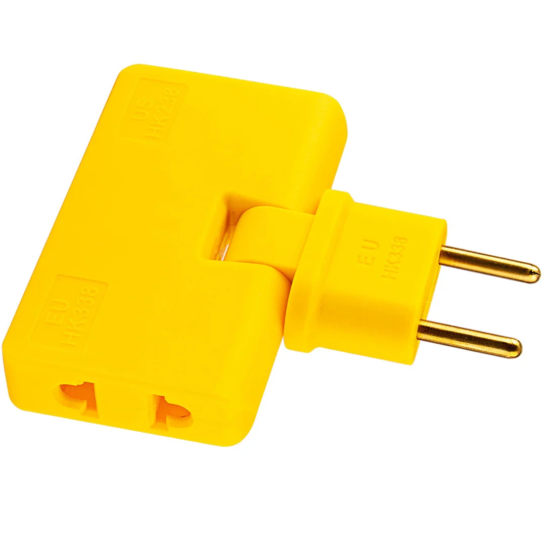 Rotate EU Plug Converter 3 in 1 Rotatable Outlet Extender 180 Degree Extension Plug Mini Outlet Adapter,Yellow