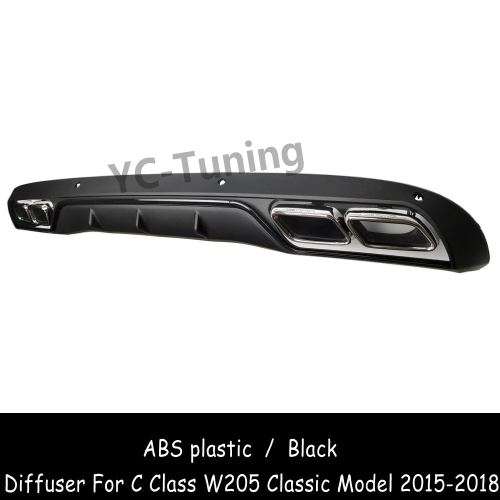 W205 AMG Style Rear Bumper Diffuser For Mercedes Benz C Class W205 Sedan Non Sport C63 Diffuser with 4-outlet Exhaust 2015-2018