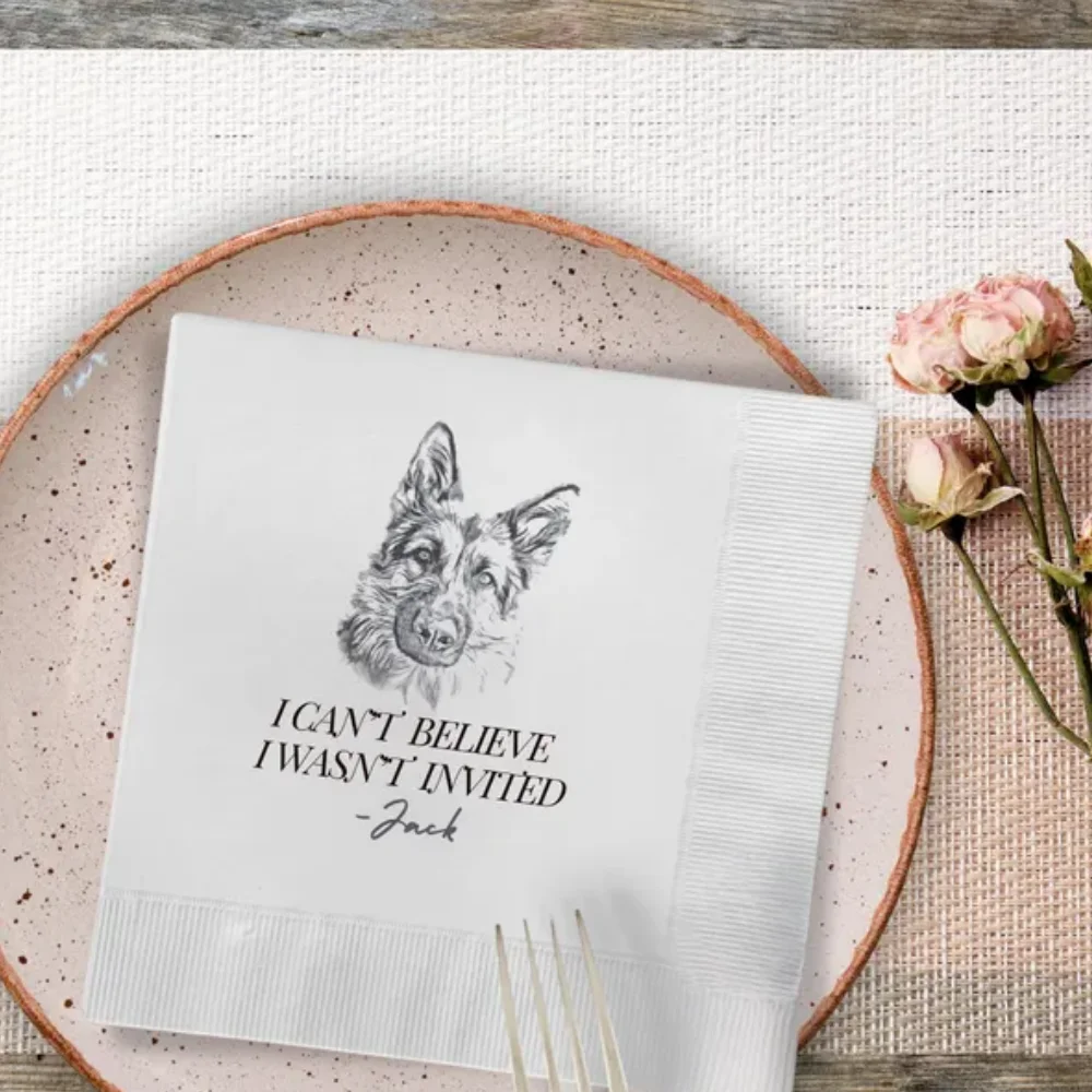 50Pcs Custom Pet Cocktail Napkins Dog Wedding Napkins Personalized Dog Wedding Napkins Custom Cat Napkins Customized Pet Portrai