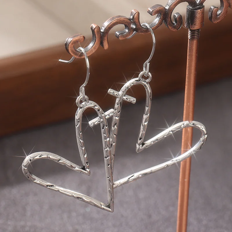 أقراط حب دائمة، إيمان مرئي، مجوهرات فضية، صناعة يدوية، صليب، قلب #1