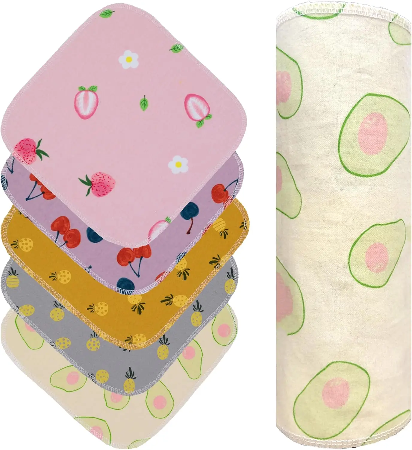 

Reusable Paperless Paper Towels - 25 Pack 10x10 Washable Cotton Cloth Roll for Kitchen