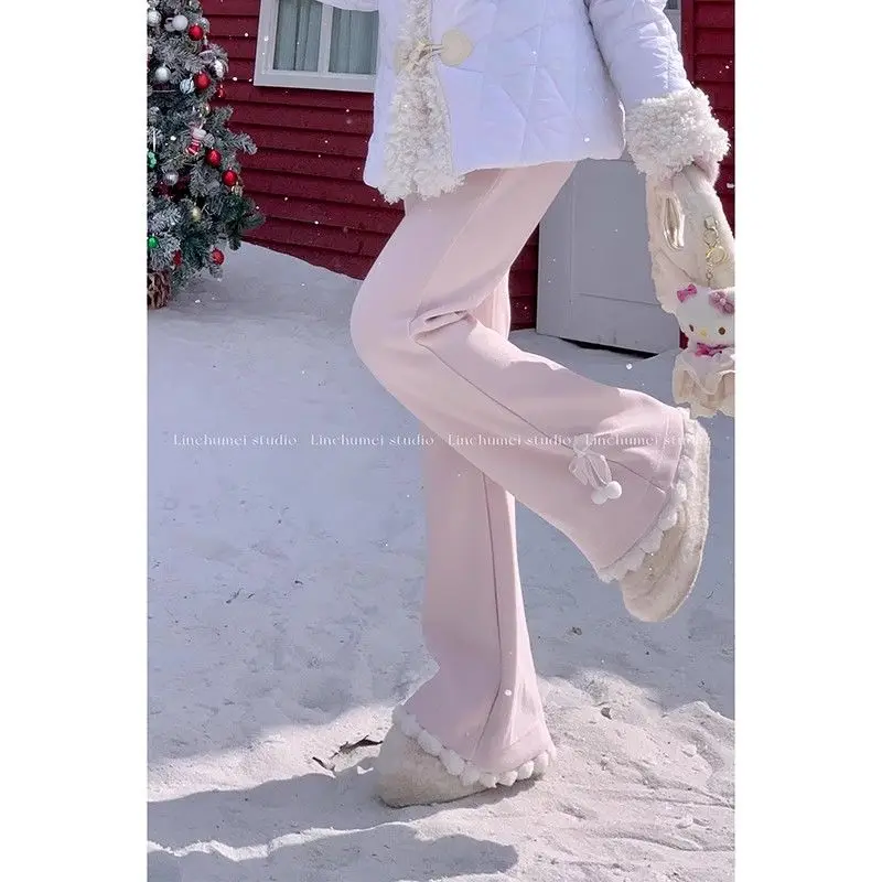 

Японские брюки из вельвета с легким начесом и широкие бархатные брюки-палаццо, милые, свободные, повседневные, женские, новинка 2026 года