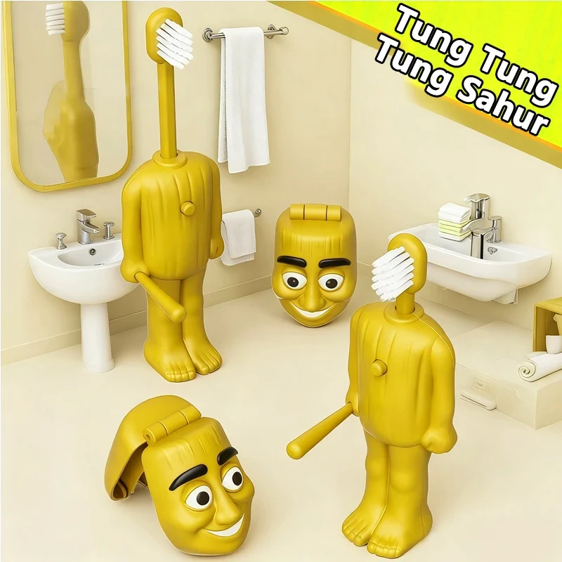 Lustige italienische Brainrot Tung Kinderzahnbürste, Anime-Zahnbürste mit weichen Borsten, Reise-Cartoon, niedliches Modell, dekorative Ornamente