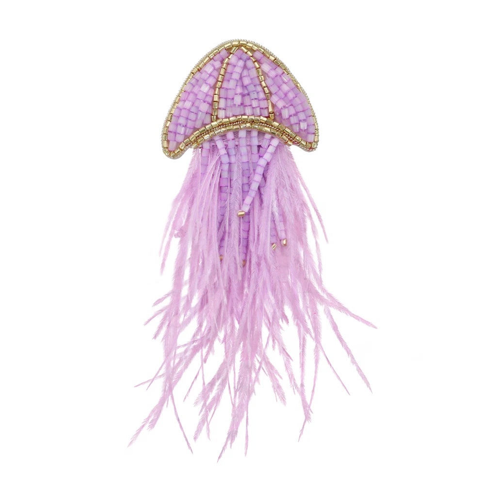 Beaded Applique Squid Sea Animal Patches Beaded Fur Snail, Jellyfish, Cuttlefish Patches Badges DIY Sewing Clothing 2pieces