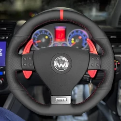 Customized Car Steering Wheel Cover Anti-Slip Leather Braid For Volkswagen VW Golf GTI 5 V R32 Scirocco Tiguan Passat Variant