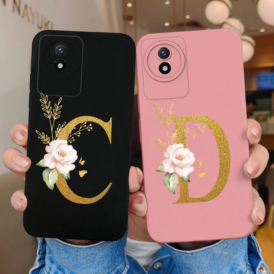 For Vivo Y02 Y02A Y02S Phone Cases Simple 26 Letter Full Coverage Soft Liquid Silicone Shockproof Back Cover For Vivo Y 02 Shell