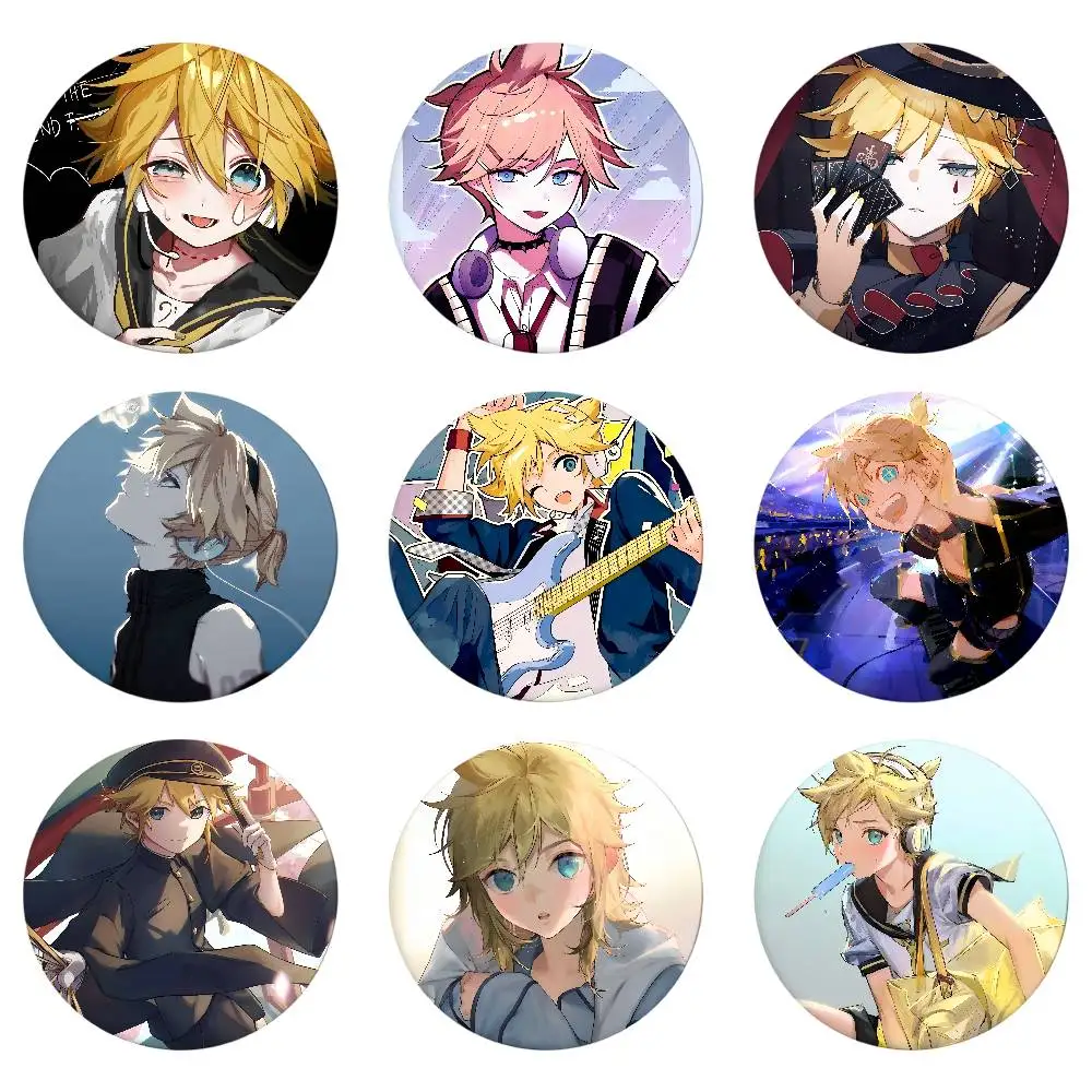K-Kagamine-Len broches de dessin animé Badge d'anime broche ronde faite à la main épingles à revers bijoux pour sac à dos vêtements cadeaux S