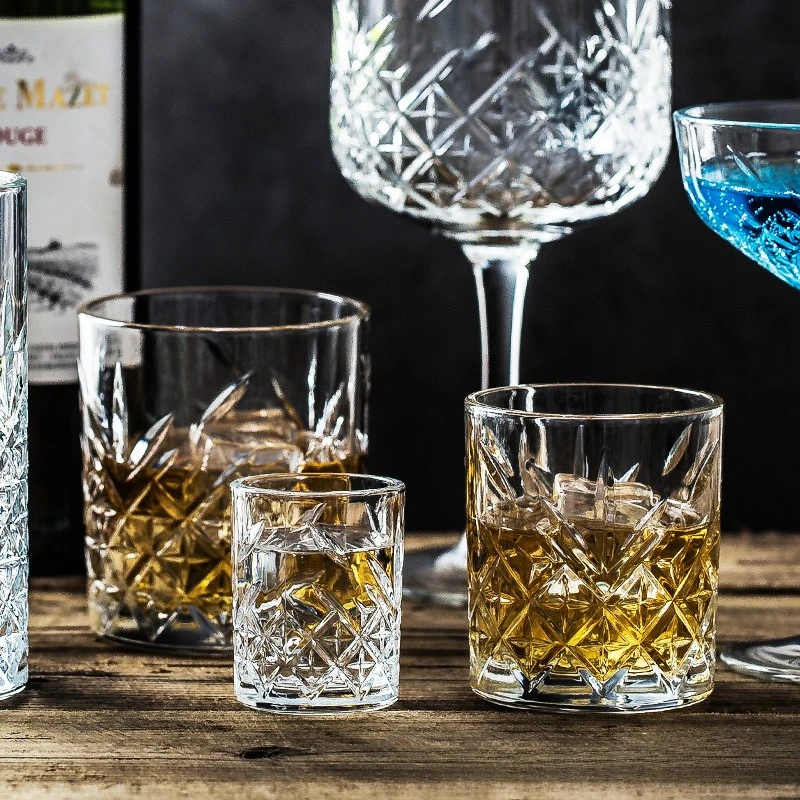 Vintage Engraved Cocktail Glass Crystal Collins Mojito Cup Creative Barware for Home Bar Party Wedding Elegant Drinkware