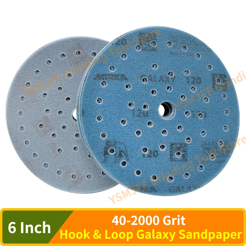 6 Inch Galaxy Multifit Sandpaper 40-2000 Grit Hook & Loop GalaxySandpaper Premium Sharpening Ceramic Abrasive Grain for  Metal