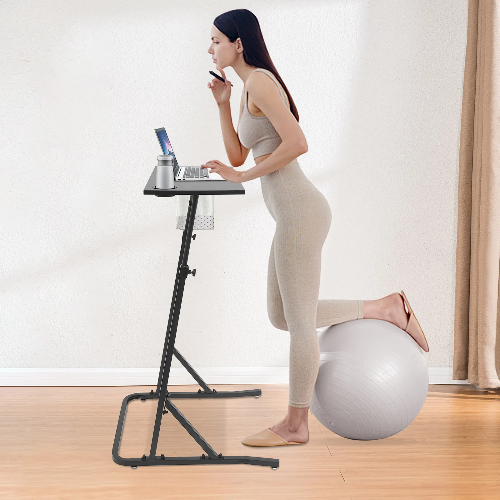 

Adjustable Bike Trainer Desk Black Used as a Fitness Upright Computer Desk Office Desk Writing Desk Computer Work Desk