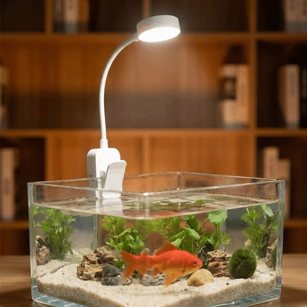 360° Rotatable Fish Tank Clip Lamp Flexible Stem Color-changing Aquarium Decorative Light Full Spectrum LED Fish Tank Light