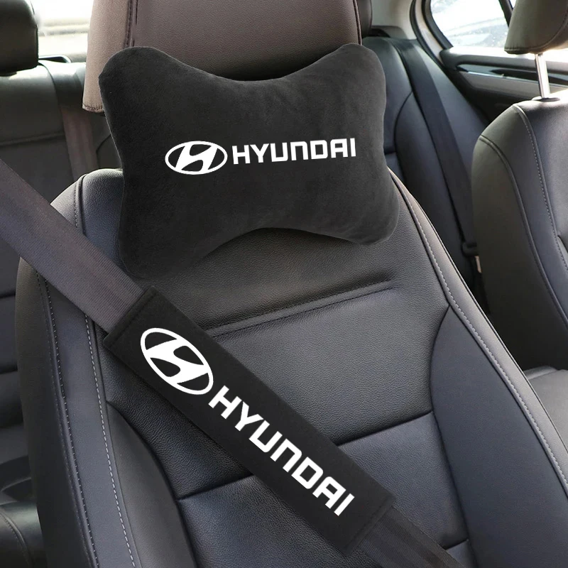

Car Seat Belt Protection Shoulder Pads Headrest Neck Pillow Accessory For Hyundai i30 i40 ix 35 Coupe Tucson Sonata Elantra Kona