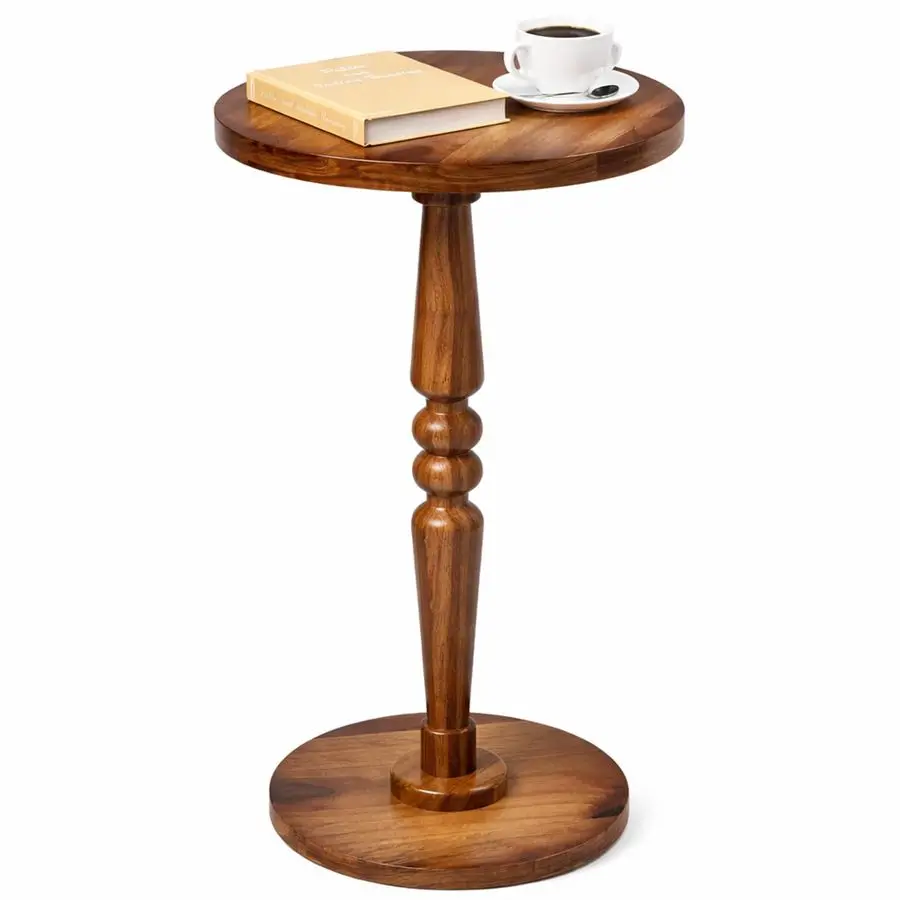 

11.8"D x 11.8"W x 22"H Minimalist Round Wooden Side Table Accent Nightstand for Small Spaces