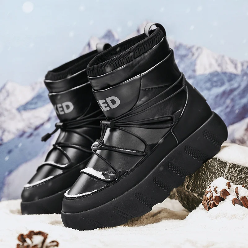 

The new men's winter snow boots are waterproof, warm, with a plush rubber sole that is anti-slip and fashionable