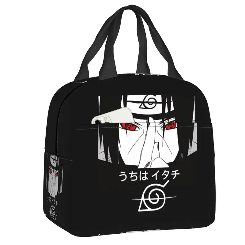 Bolsa de almuerzo con diseño de ojos Sharingan de Anime Narutos, nevera térmica portátil, caja Bento aislada para mujeres, niños, escuela, viajes, bolsas de transporte de alimentos