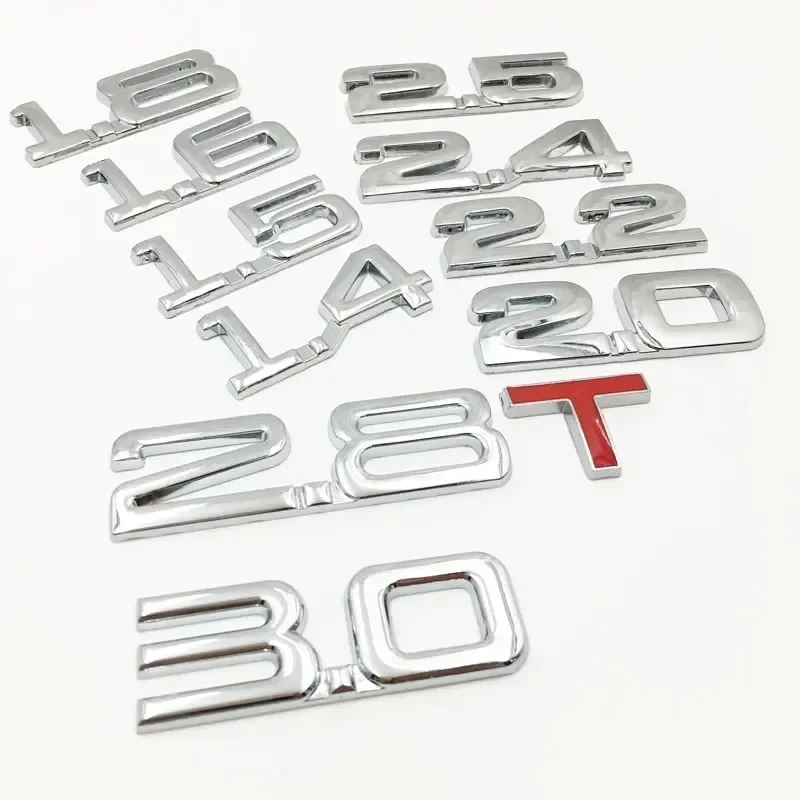 3D Metal Car Displacement 1.3 1.4 1.5 2.4 1.6 1.8 2.0 2.2 2.5 2.8 3.0 T Volume Logo Car Rear Trunk Emblem Badge Vehicle Sticker