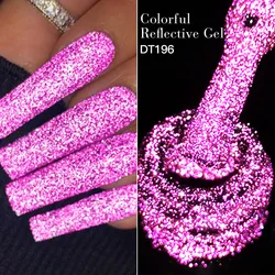 MEET ACROSS 7ml Reflective Gel Nail Polish For Nails Glitter Reflective Effect Semi Permanent UV LED Nail Art Gel Varnish